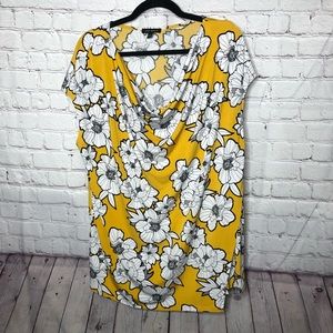 Lane Bryant Floral Drape Neck Blouse